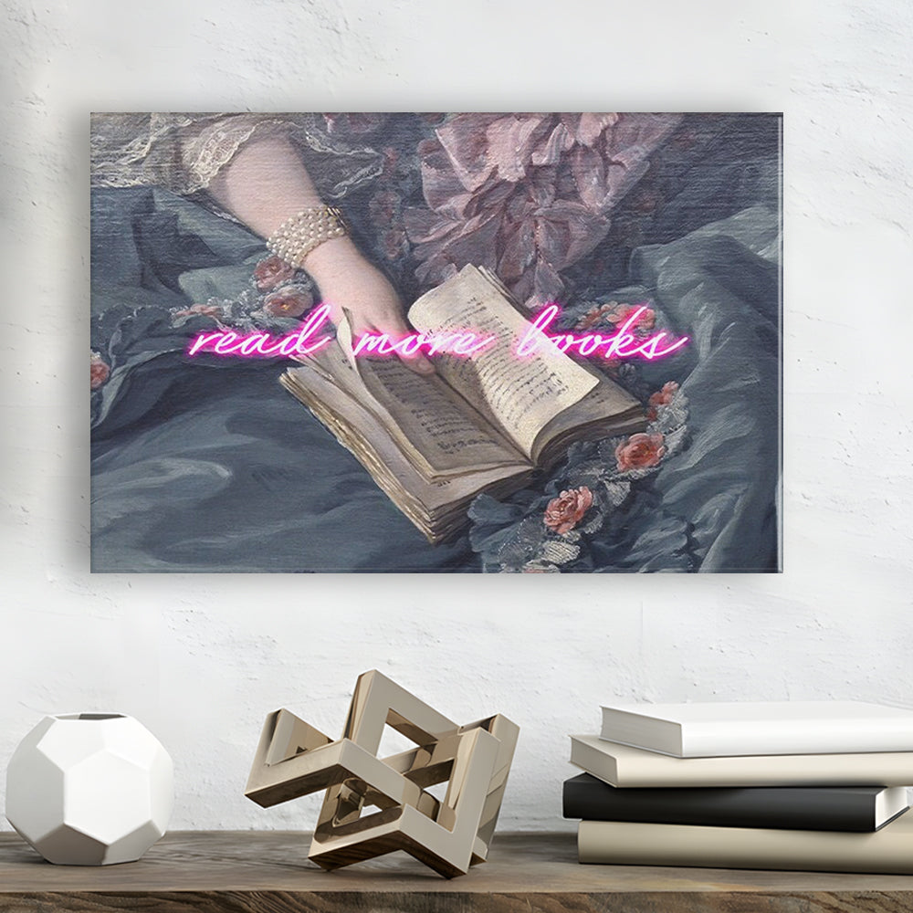 Read More Books Altered Art Print, Altered Art, Bedroom Print, Pink Art, Canvas Print Wall Art Home Decor