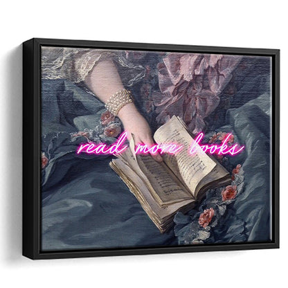 Read More Books Altered Art Print, Altered Art, Bedroom Print, Pink Art, Floating Framed Canvas Print Wall Art