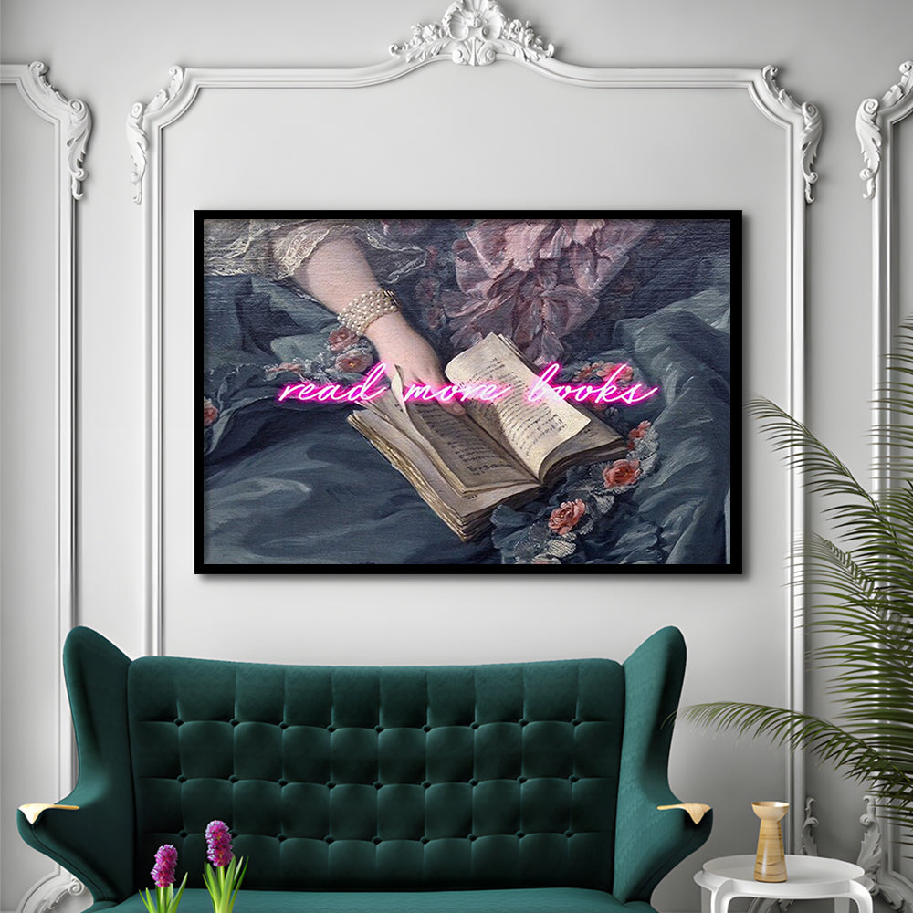 Read More Books Altered Art Print, Altered Art, Bedroom Print, Pink Art, Framed Art Print Wall Decor, Framed Picture