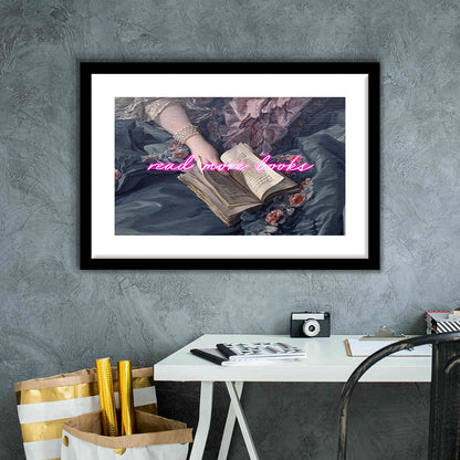 Read More Books Altered Art Print, Altered Art, Bedroom Print, Pink Art, Framed Art Print White Border Wall Decor