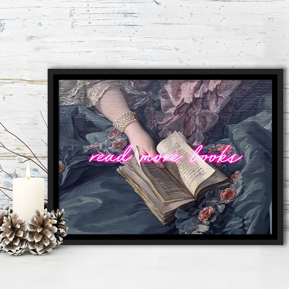 Read More Books Altered Art Print, Altered Art, Bedroom Print, Pink Art, Floating Framed Canvas Print Wall Art