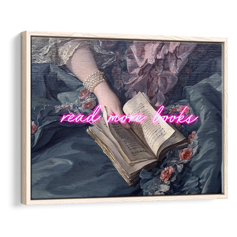Read More Books Altered Art Print, Altered Art, Bedroom Print, Pink Art, Floating Framed Canvas Print Wall Art