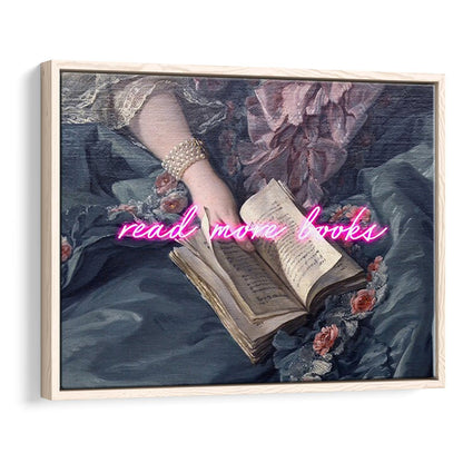 Read More Books Altered Art Print, Altered Art, Bedroom Print, Pink Art, Floating Framed Canvas Print Wall Art