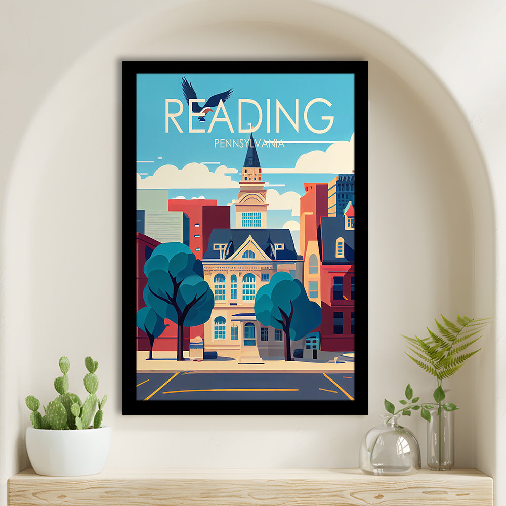 Reading Pennsylvania Retro Art Print, Reading City Wall Art, Framed Art Print, Picture Framed, Painting Art