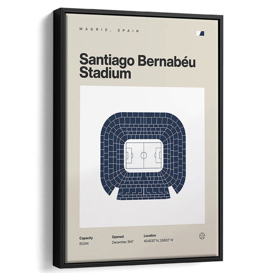 Real Madrid Stadium Print, Santiago Bernabeu Stadium Print, Man Cave Gift, Floating Framed Canvas Print Wall Art