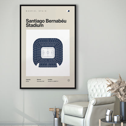 Real Madrid Stadium Print, Santiago Bernabeu Stadium Print, Man Cave Gift, Floating Framed Canvas Print Wall Art