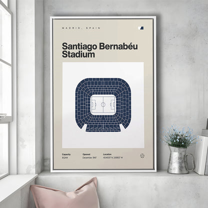 Real Madrid Stadium Print, Santiago Bernabeu Stadium Print, Man Cave Gift, Floating Framed Canvas Print Wall Art