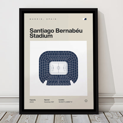 Real Madrid Stadium Print, Santiago Bernabeu Stadium Print, Man Cave Gift, Floating Framed Canvas Print Wall Art