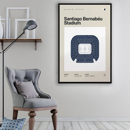 Real Madrid Stadium Print, Santiago Bernabeu Stadium Print, Man Cave Gift, Floating Framed Canvas Print Wall Art