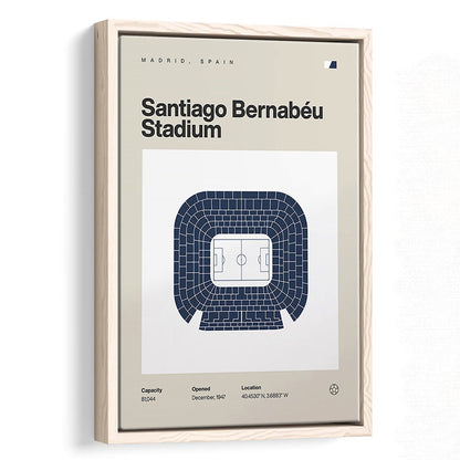 Real Madrid Stadium Print, Santiago Bernabeu Stadium Print, Man Cave Gift, Floating Framed Canvas Print Wall Art