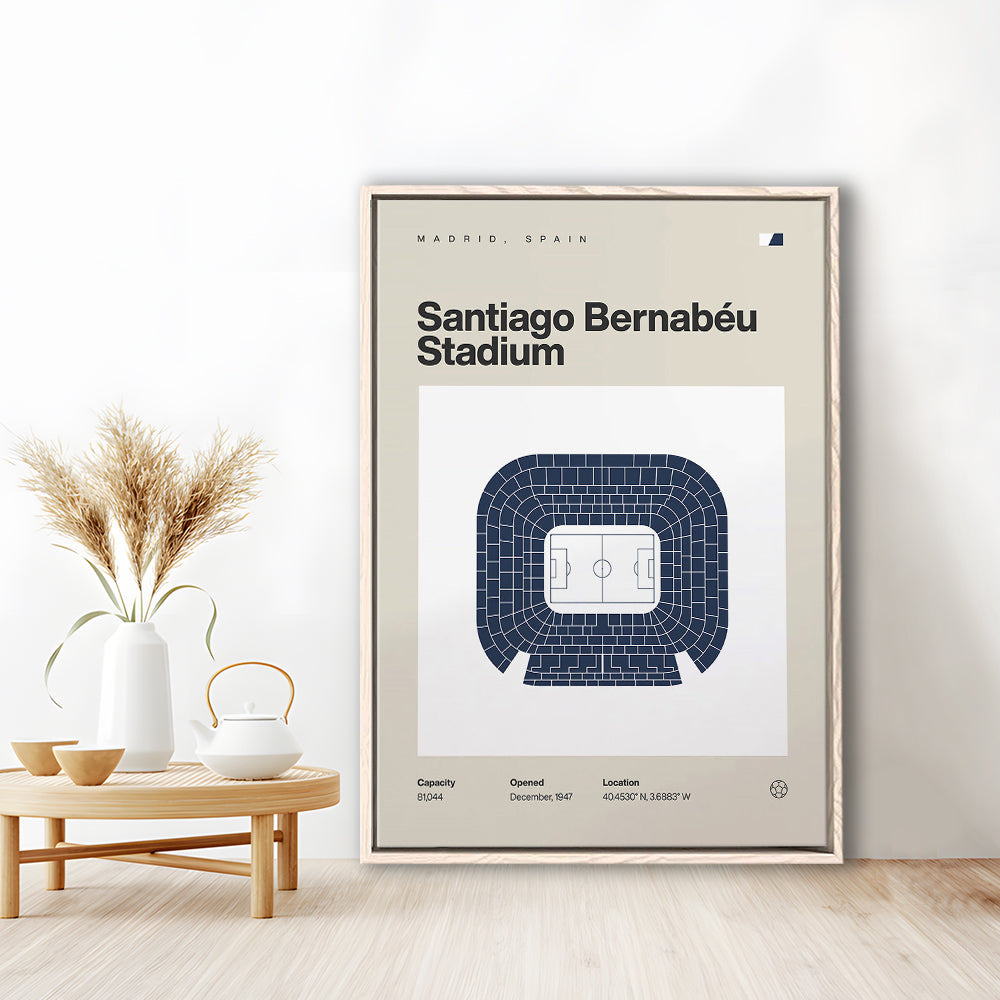 Real Madrid Stadium Print, Santiago Bernabeu Stadium Print, Man Cave Gift, Floating Framed Canvas Print Wall Art