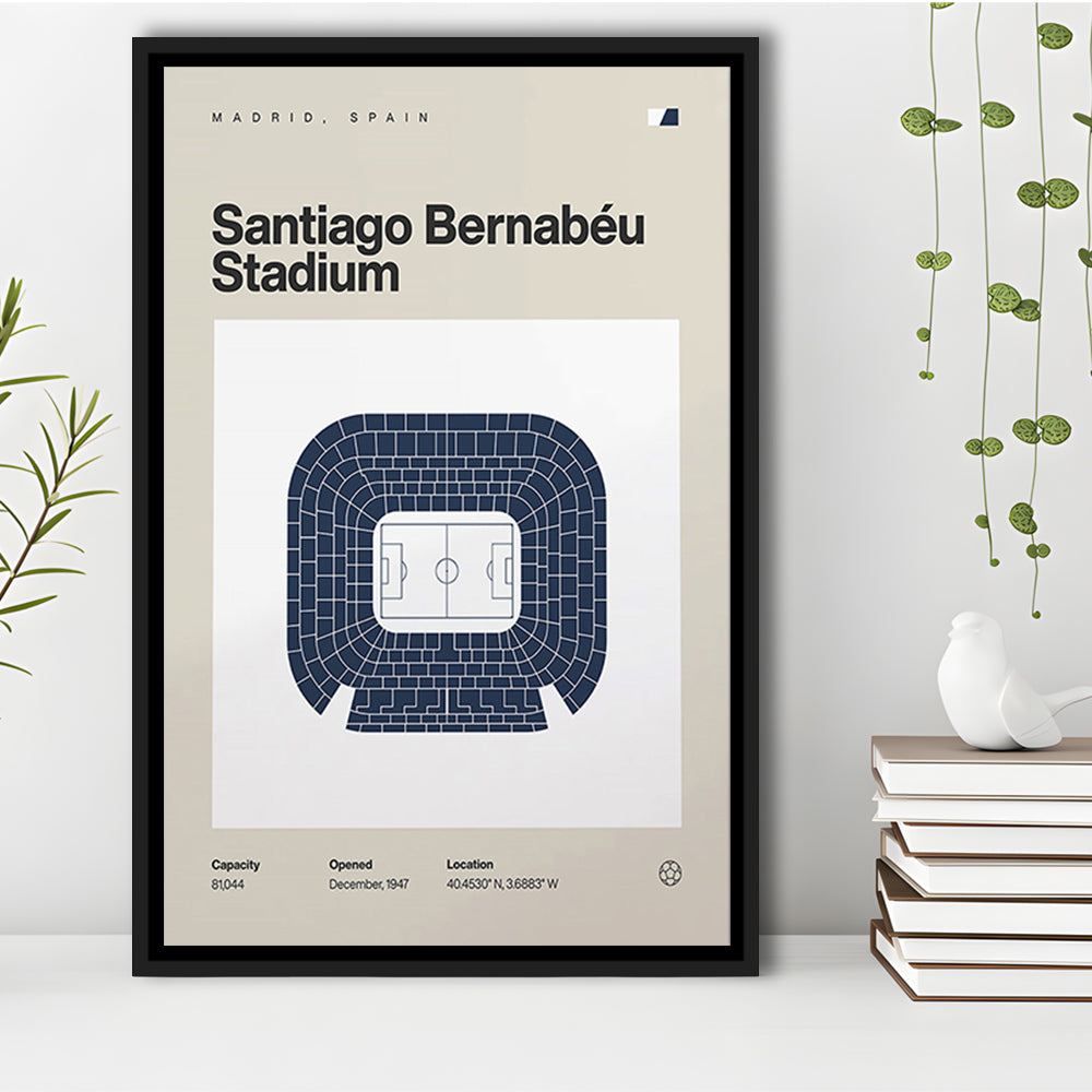 Real Madrid Stadium Print, Santiago Bernabeu Stadium Print, Man Cave Gift, Floating Framed Canvas Print Wall Art