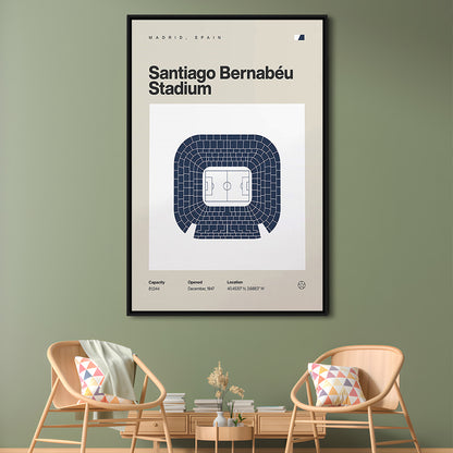 Real Madrid Stadium Print, Santiago Bernabeu Stadium Print, Man Cave Gift, Floating Framed Canvas Print Wall Art