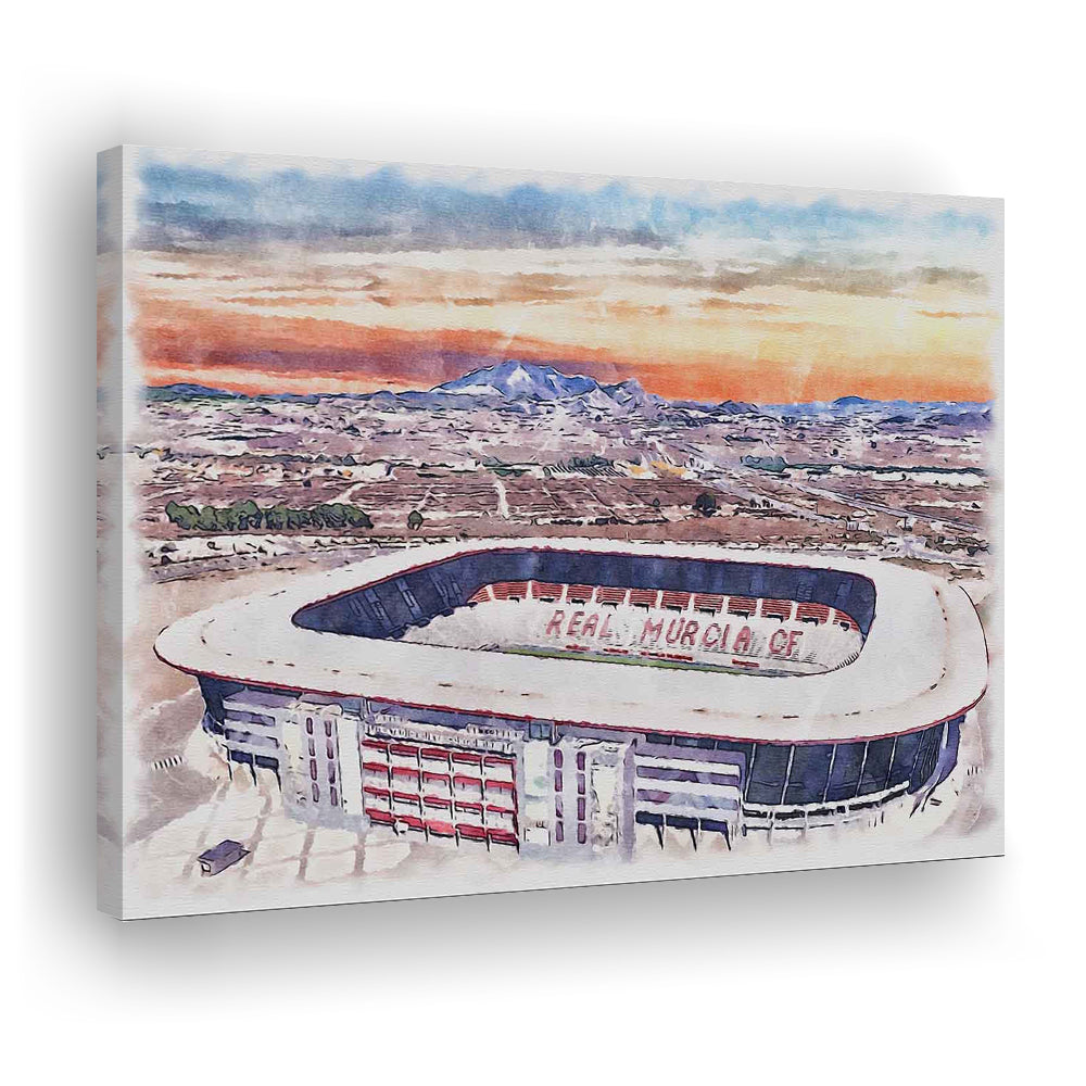 Real Murcia, Estadio Nueva Condomina Painting Stadium Watercolor, Sport Art, Gifts for him, Canvas Print Wall Art