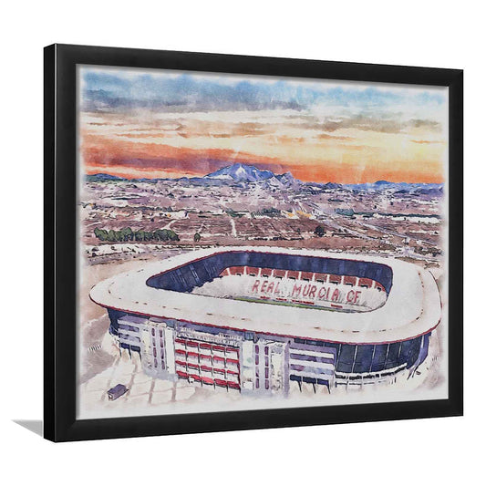 Real Murcia, Estadio Nueva Condomina Painting Stadium Watercolor, Sport Gift Art, Framed Art Print Wall Decor
