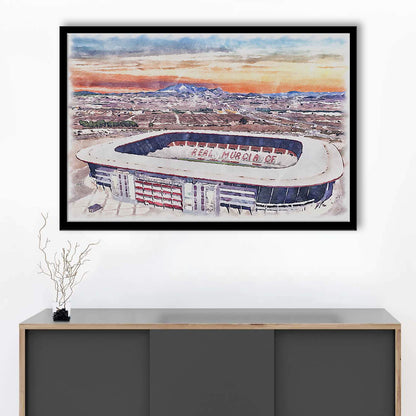 Real Murcia, Estadio Nueva Condomina Painting Stadium Watercolor, Sport Gift Art, Framed Art Print Wall Decor