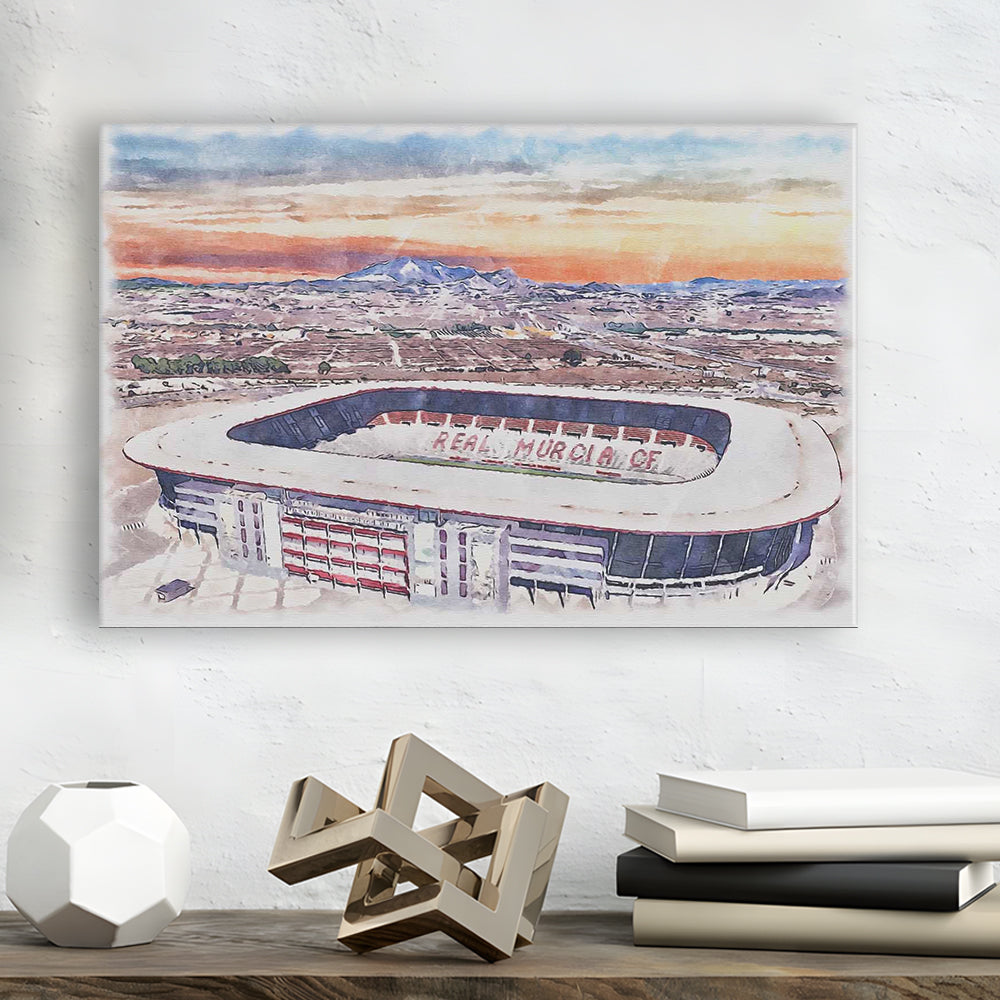 Real Murcia, Estadio Nueva Condomina Painting Stadium Watercolor, Sport Art, Gifts for him, Canvas Print Wall Art