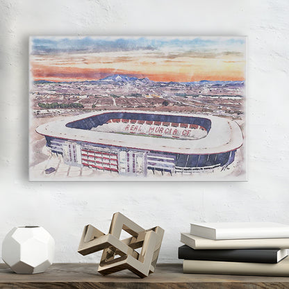 Real Murcia, Estadio Nueva Condomina Painting Stadium Watercolor, Sport Art, Gifts for him, Canvas Print Wall Art