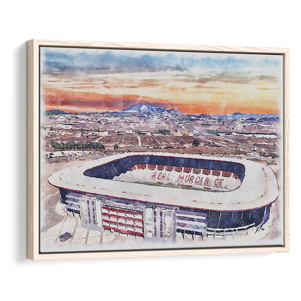 Real Murcia, Estadio Nueva Condomina Painting Stadium Watercolor, Sport Gift Art, Framed Canvas Print Wall Art