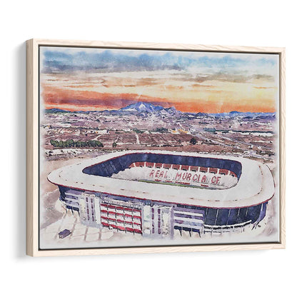 Real Murcia, Estadio Nueva Condomina Painting Stadium Watercolor, Sport Gift Art, Framed Canvas Print Wall Art