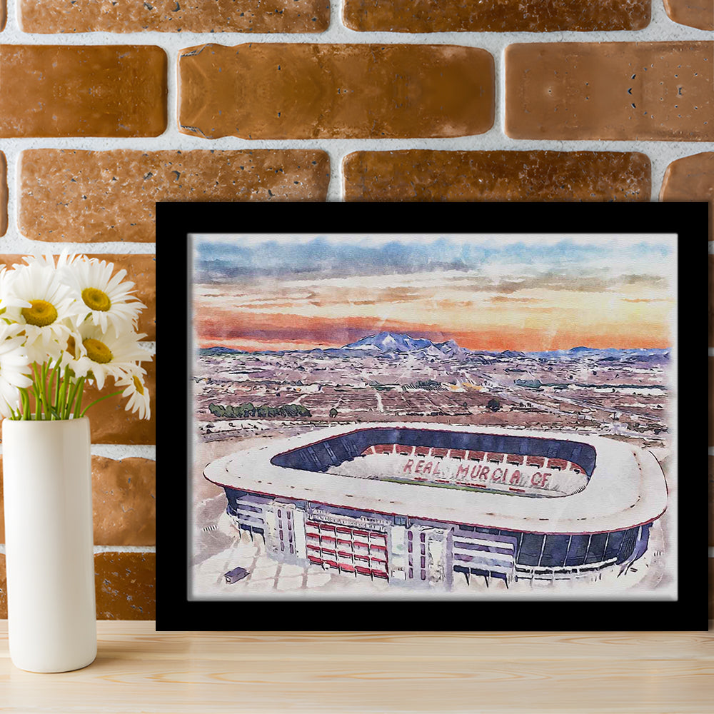 Real Murcia, Estadio Nueva Condomina Painting Stadium Watercolor, Sport Gift Art, Framed Art Print Wall Decor