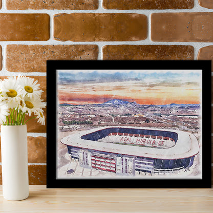 Real Murcia, Estadio Nueva Condomina Painting Stadium Watercolor, Sport Gift Art, Framed Art Print Wall Decor