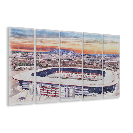 Real Murcia, Estadio Nueva Condomina Painting Stadium Watercolor, Sport Art, Extra Large Canvas Print Wall Art