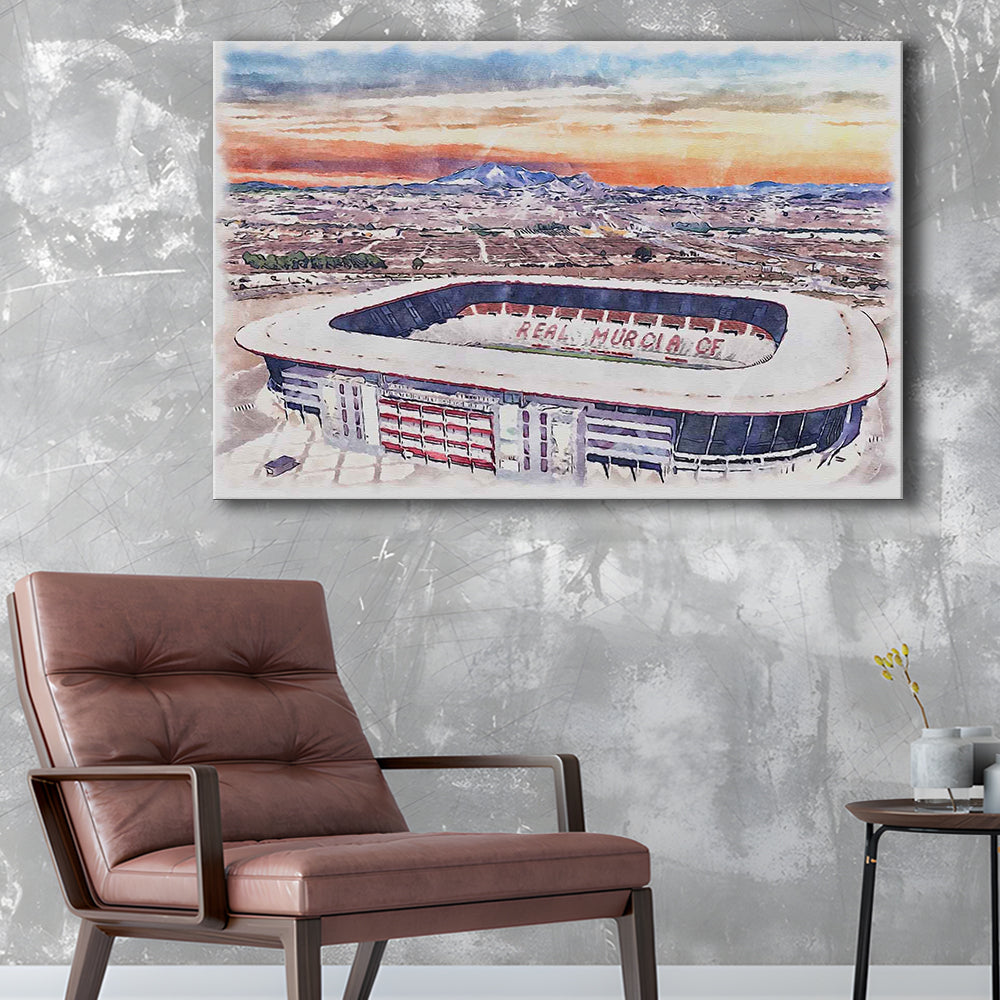 Real Murcia, Estadio Nueva Condomina Painting Stadium Watercolor, Sport Art, Gifts for him, Canvas Print Wall Art