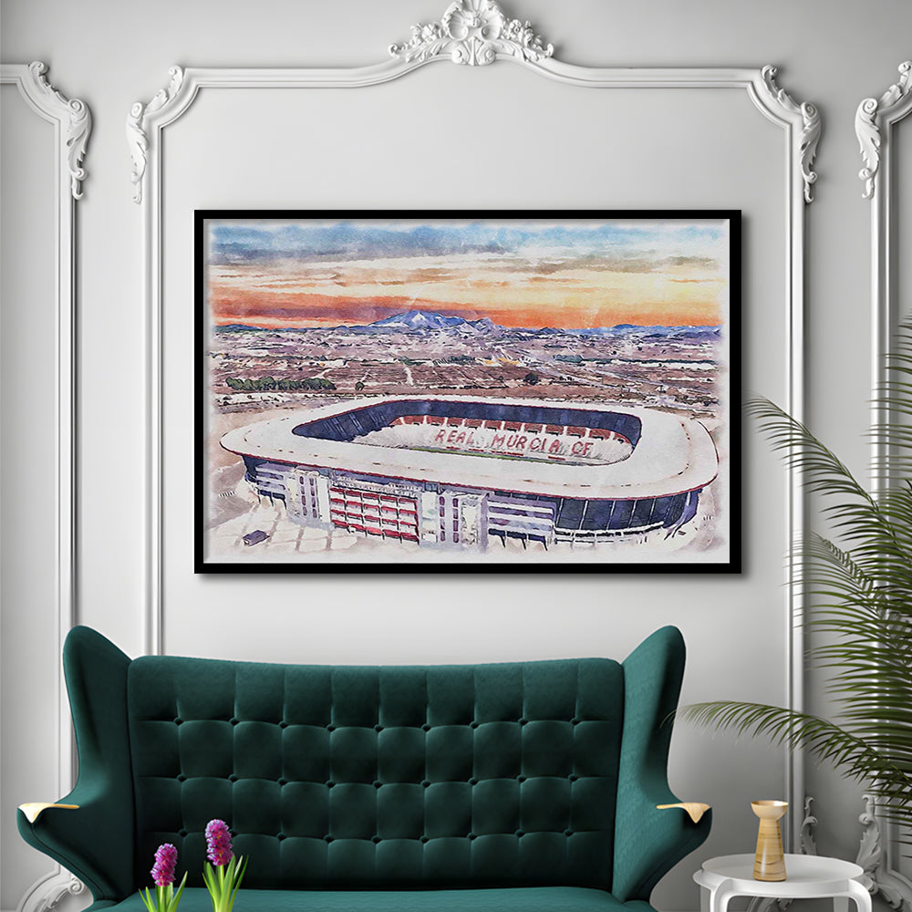 Real Murcia, Estadio Nueva Condomina Painting Stadium Watercolor, Sport Gift Art, Framed Art Print Wall Decor