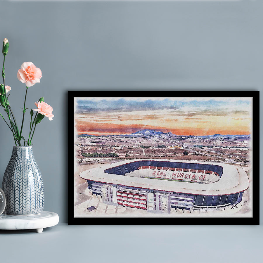 Real Murcia, Estadio Nueva Condomina Painting Stadium Watercolor, Sport Gift Art, Framed Art Print Wall Decor