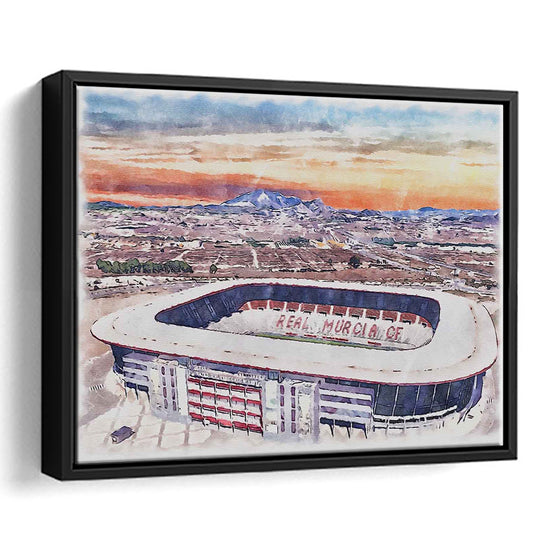 Real Murcia, Estadio Nueva Condomina Painting Stadium Watercolor, Sport Gift Art, Framed Canvas Print Wall Art
