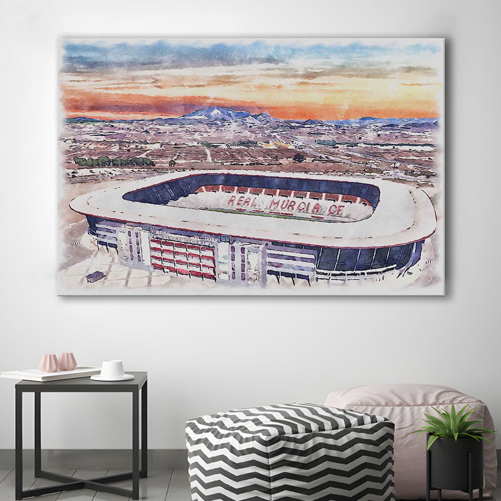 Real Murcia, Estadio Nueva Condomina Painting Stadium Watercolor, Sport Art, Gifts for him, Canvas Print Wall Art