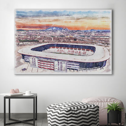 Real Murcia, Estadio Nueva Condomina Painting Stadium Watercolor, Sport Art, Gifts for him, Canvas Print Wall Art