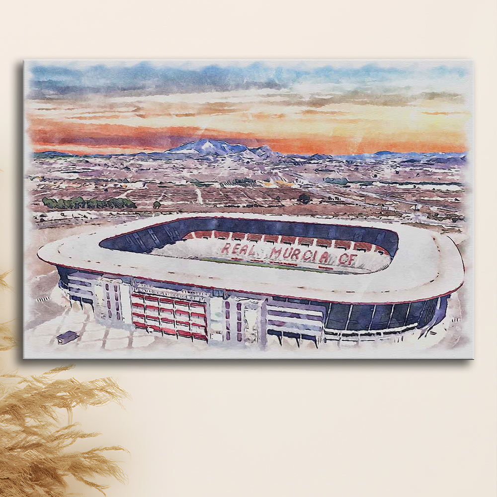 Real Murcia, Estadio Nueva Condomina Painting Stadium Watercolor, Sport Art, Gifts for him, Canvas Print Wall Art