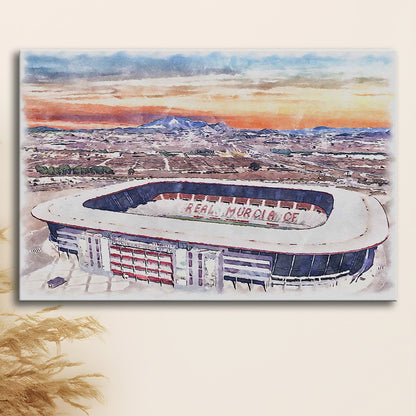 Real Murcia, Estadio Nueva Condomina Painting Stadium Watercolor, Sport Art, Gifts for him, Canvas Print Wall Art