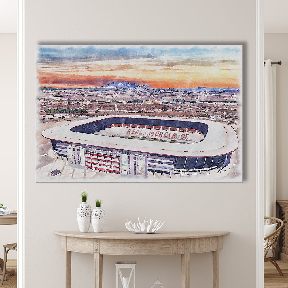 Real Murcia, Estadio Nueva Condomina Painting Stadium Watercolor, Sport Art, Gifts for him, Canvas Print Wall Art