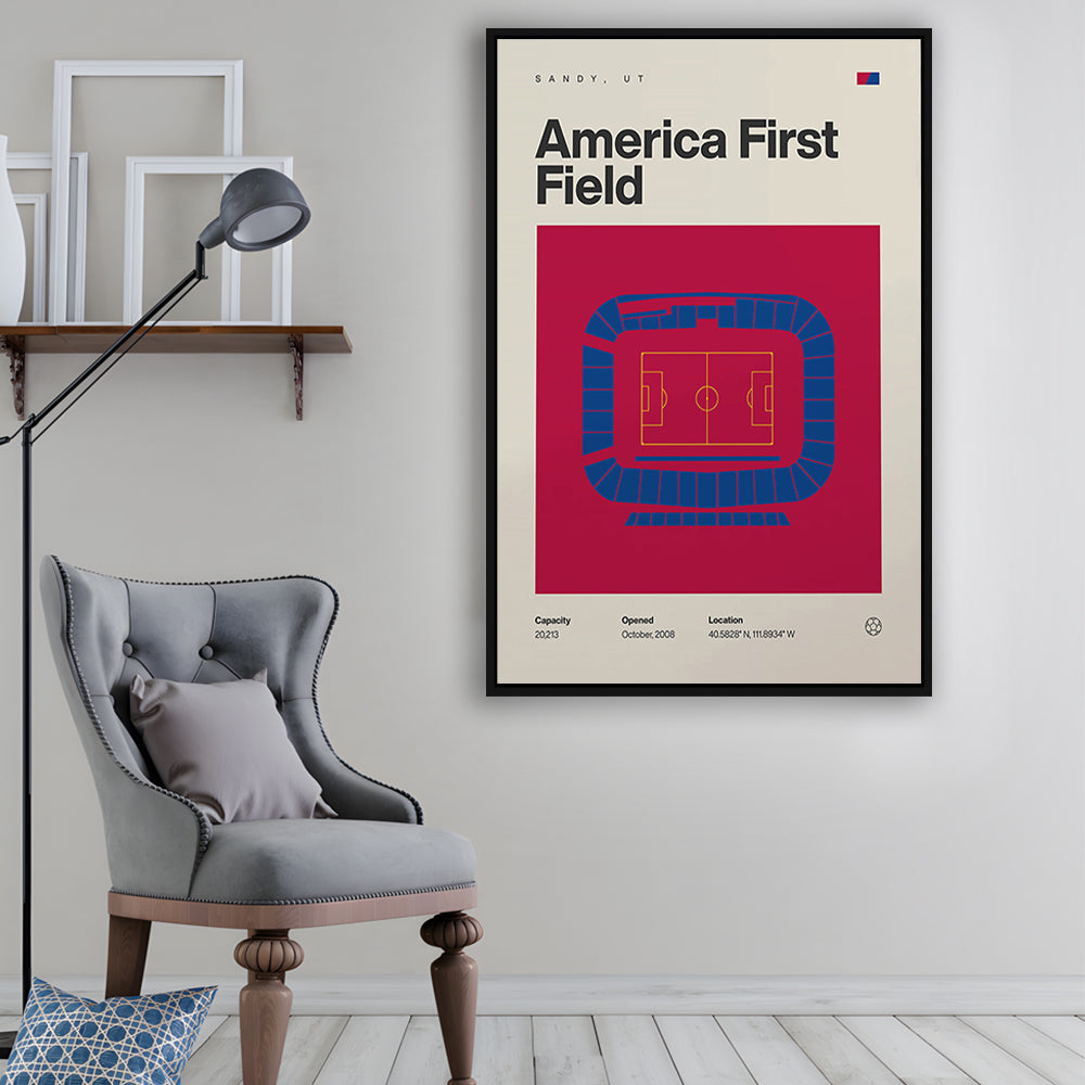 Real Salt Lake Stadium Print, America First Field Stadium Print, Man Cave Gift, Floating Framed Canvas Print Wall Art