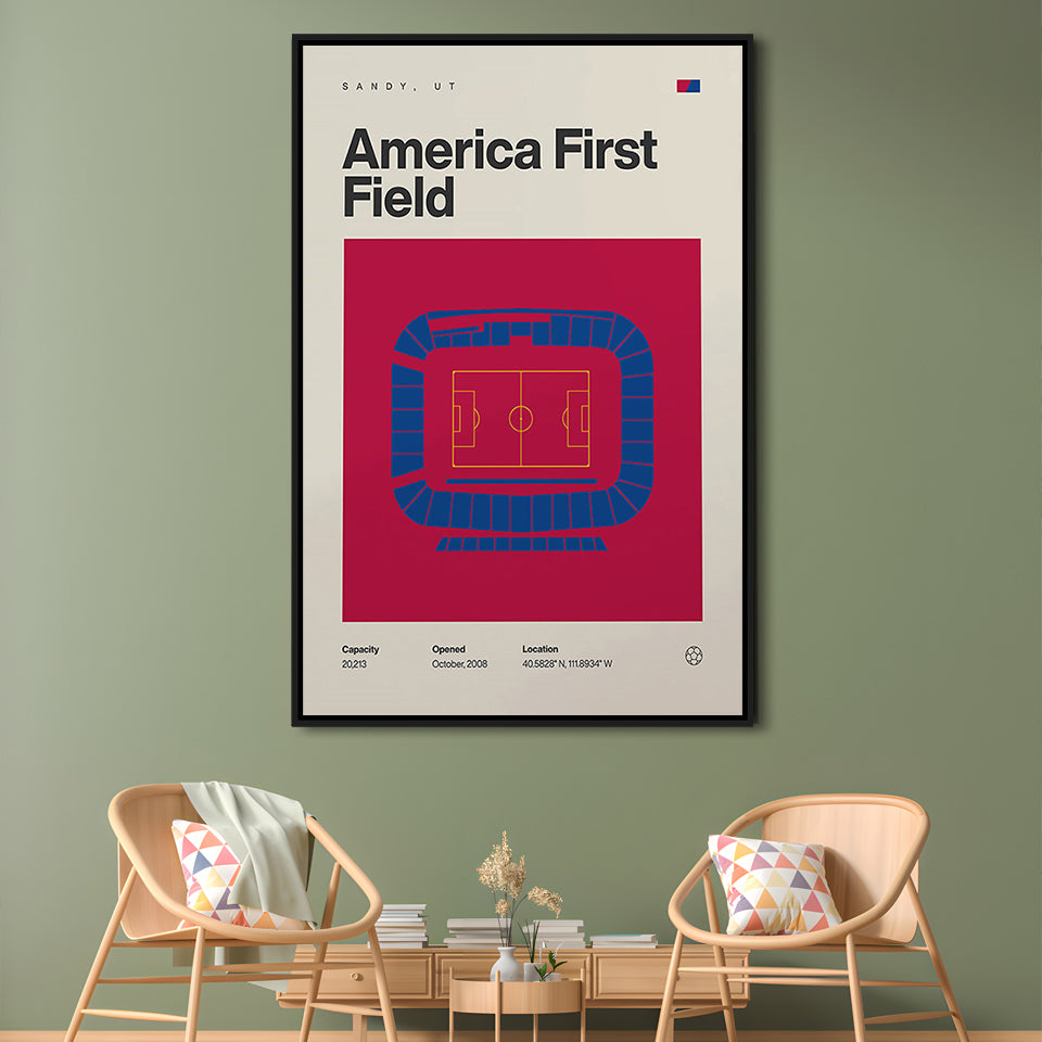 Real Salt Lake Stadium Print, America First Field Stadium Print, Man Cave Gift, Floating Framed Canvas Print Wall Art