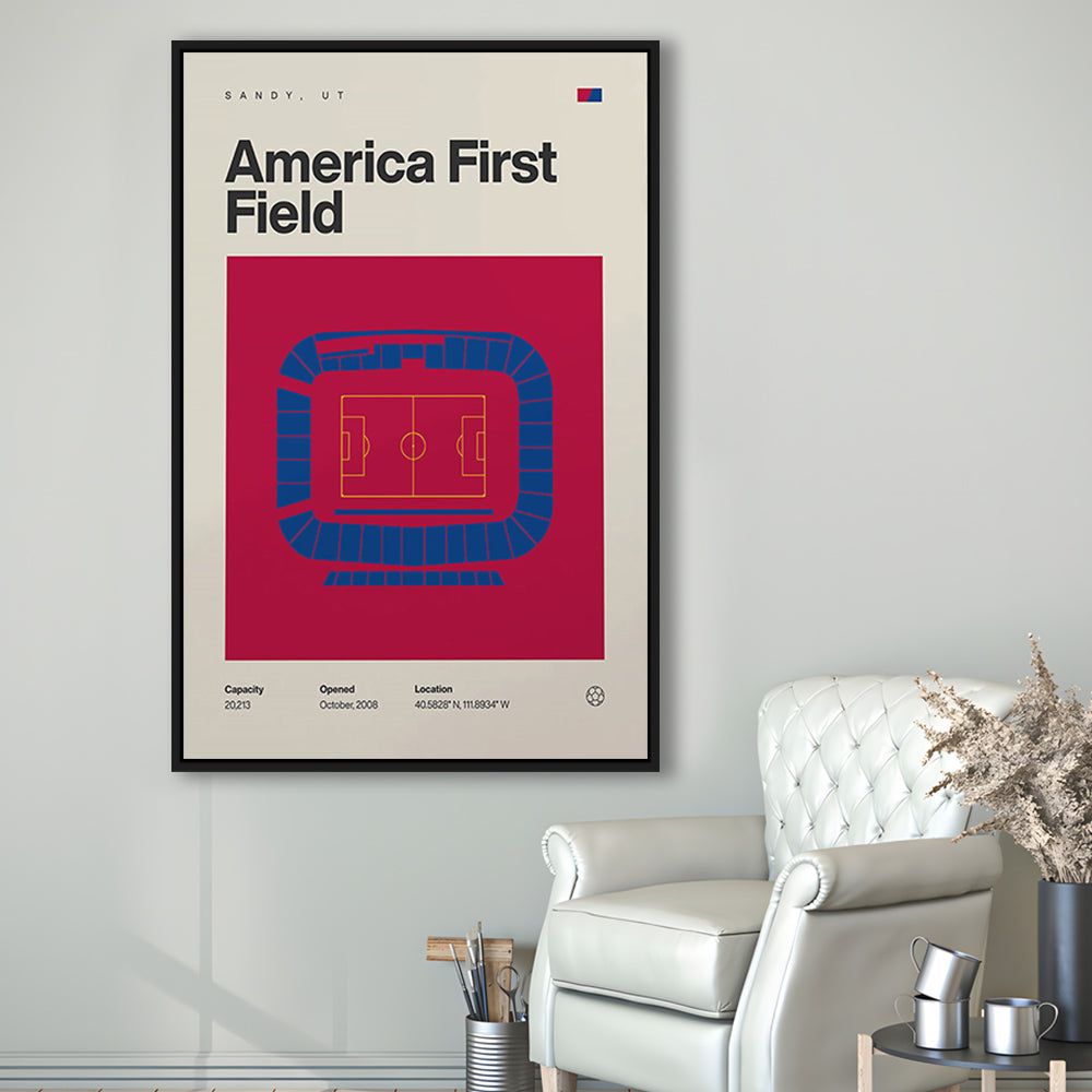 Real Salt Lake Stadium Print, America First Field Stadium Print, Man Cave Gift, Floating Framed Canvas Print Wall Art