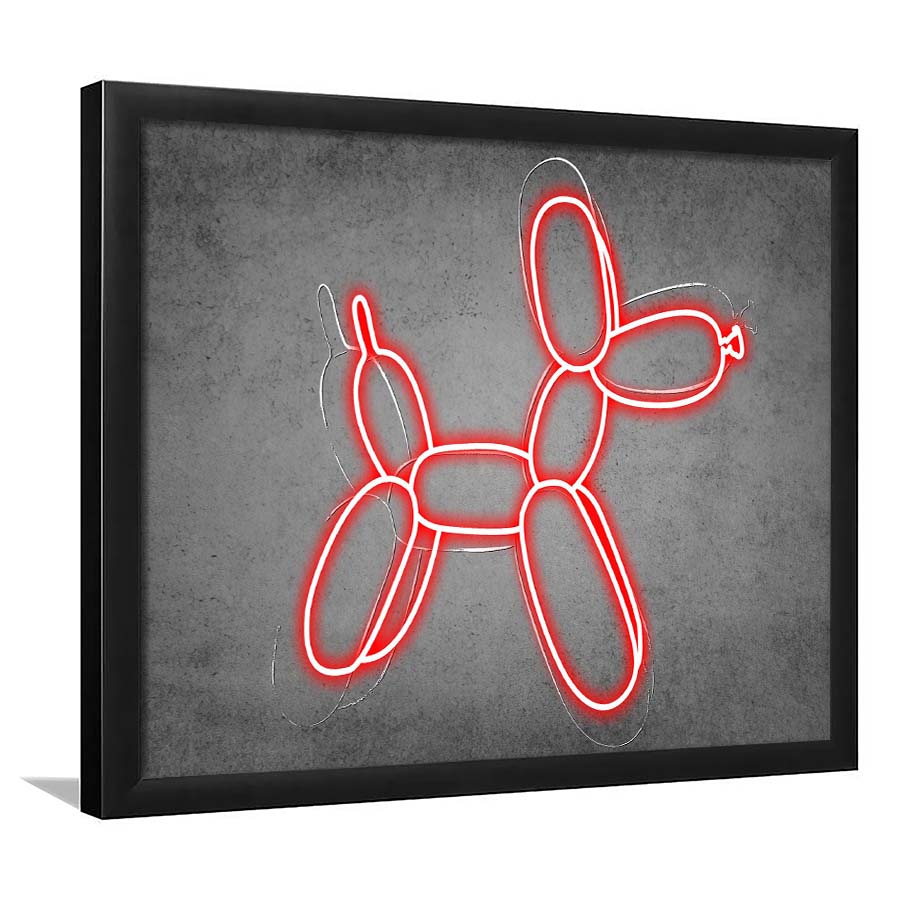 Red Balloon Dog Art Print, Framed Art Print Wall Decor, Neon Art Print, Picture Framed