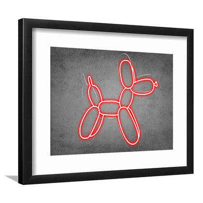 Red Balloon Dog Art Print, Framed Art Print Wall Decor, White Border, Framed Picture