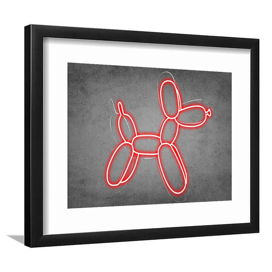 Red Balloon Dog Art Print, Framed Art Print Wall Decor, White Border, Framed Picture