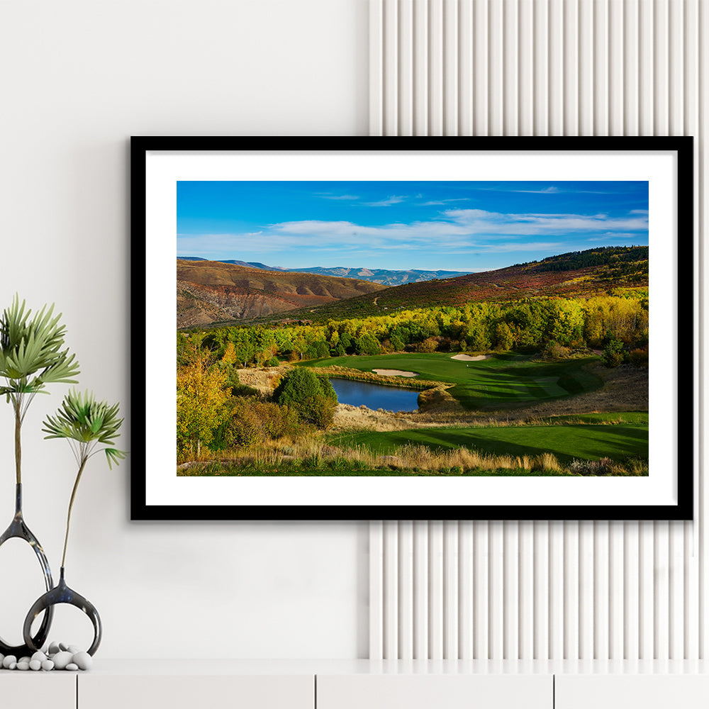 Red Sky Ranch And Golf Club, Fazio Course Hole 17, Wolcott, Colorado, Goft Art Print, Framed Art Print White Border Wall Decor