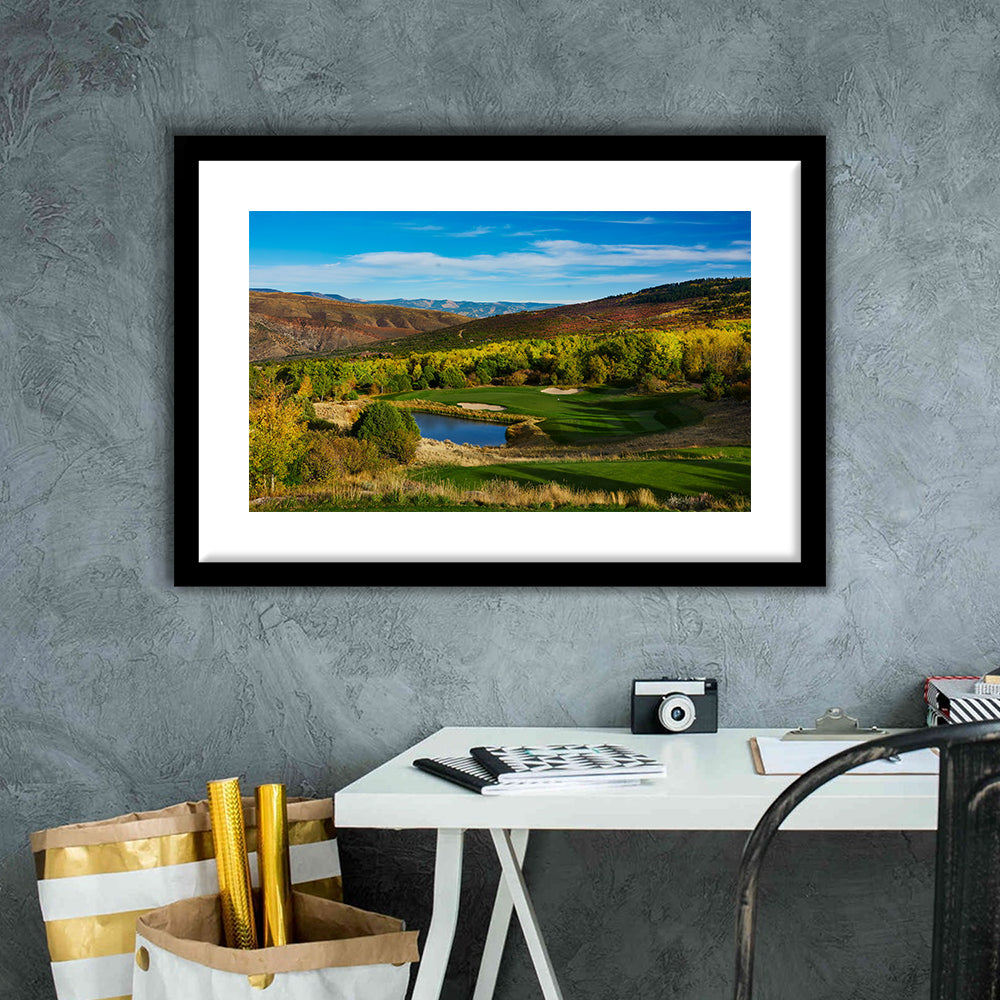 Red Sky Ranch And Golf Club, Fazio Course Hole 17, Wolcott, Colorado, Goft Art Print, Framed Art Print White Border Wall Decor