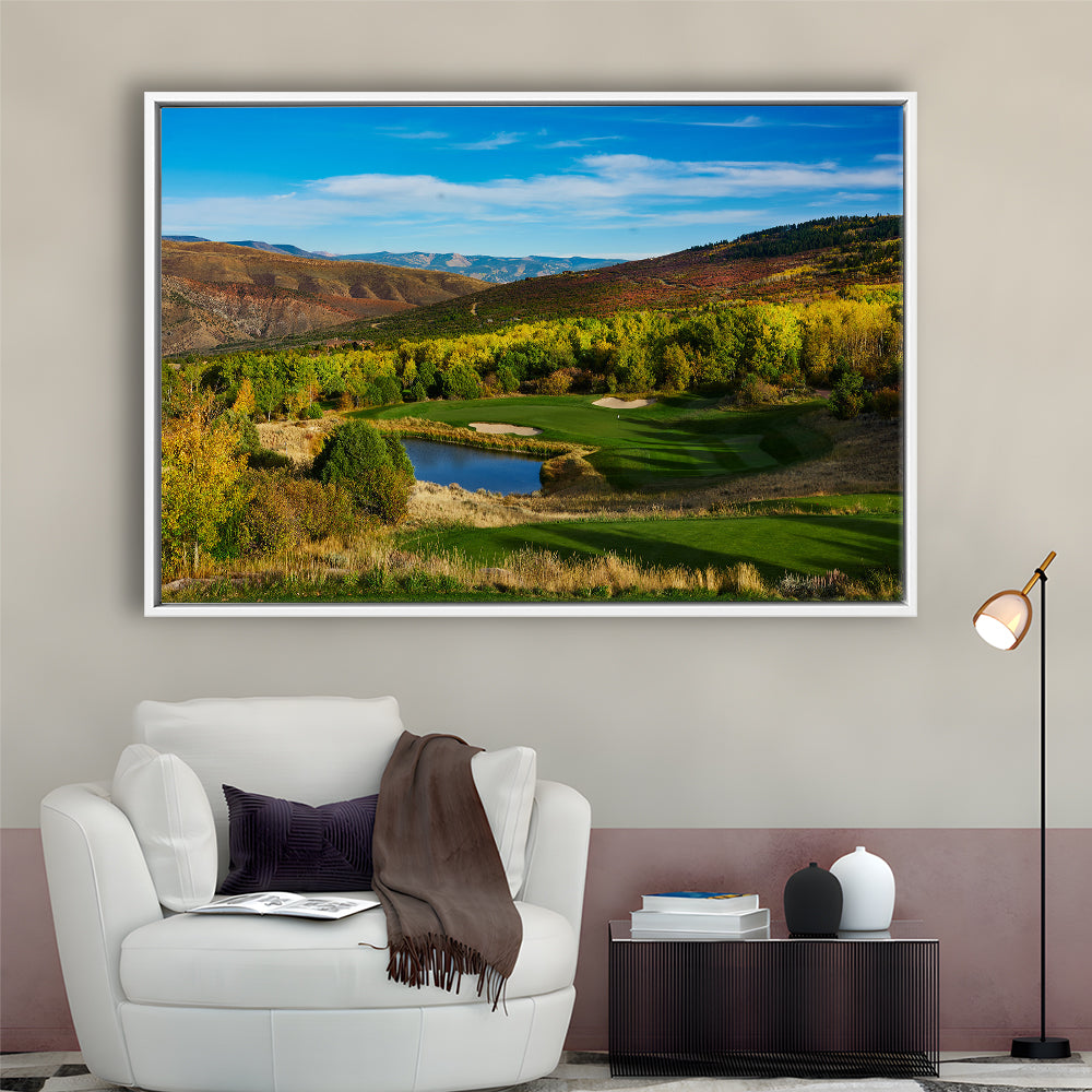 Red Sky Ranch And Golf Club, Fazio Course Hole 17, Wolcott, Colorado, Floating Framed Canvas Print Wall Art