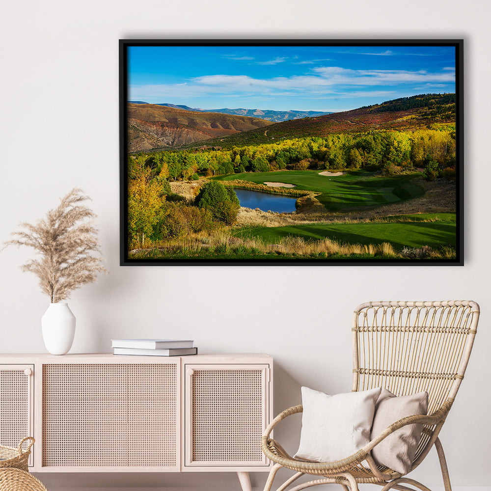 Red Sky Ranch And Golf Club, Fazio Course Hole 17, Wolcott, Colorado, Floating Framed Canvas Print Wall Art