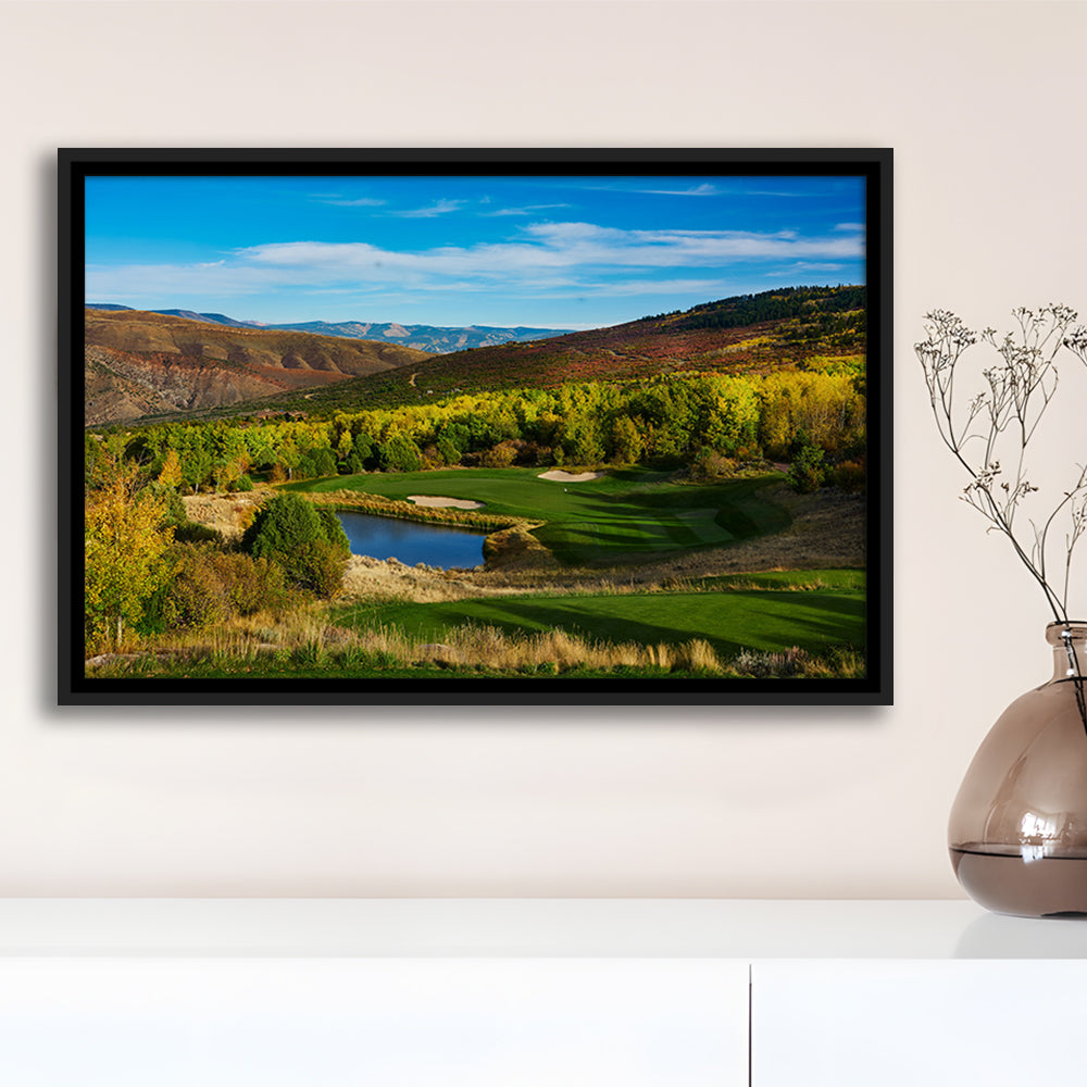 Red Sky Ranch And Golf Club, Fazio Course Hole 17, Wolcott, Colorado, Floating Framed Canvas Print Wall Art