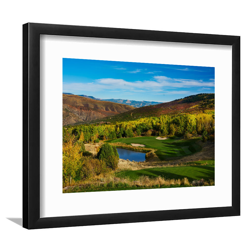 Red Sky Ranch And Golf Club, Fazio Course Hole 17, Wolcott, Colorado, Goft Art Print, Framed Art Print White Border Wall Decor