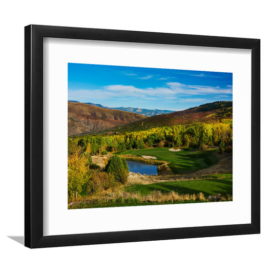 Red Sky Ranch And Golf Club, Fazio Course Hole 17, Wolcott, Colorado, Goft Art Print, Framed Art Print White Border Wall Decor