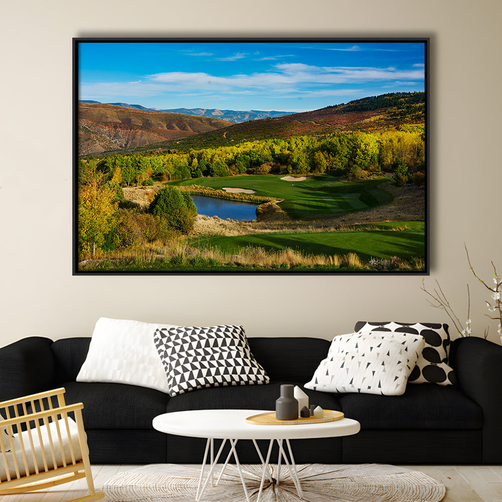 Red Sky Ranch And Golf Club, Fazio Course Hole 17, Wolcott, Colorado, Floating Framed Canvas Print Wall Art